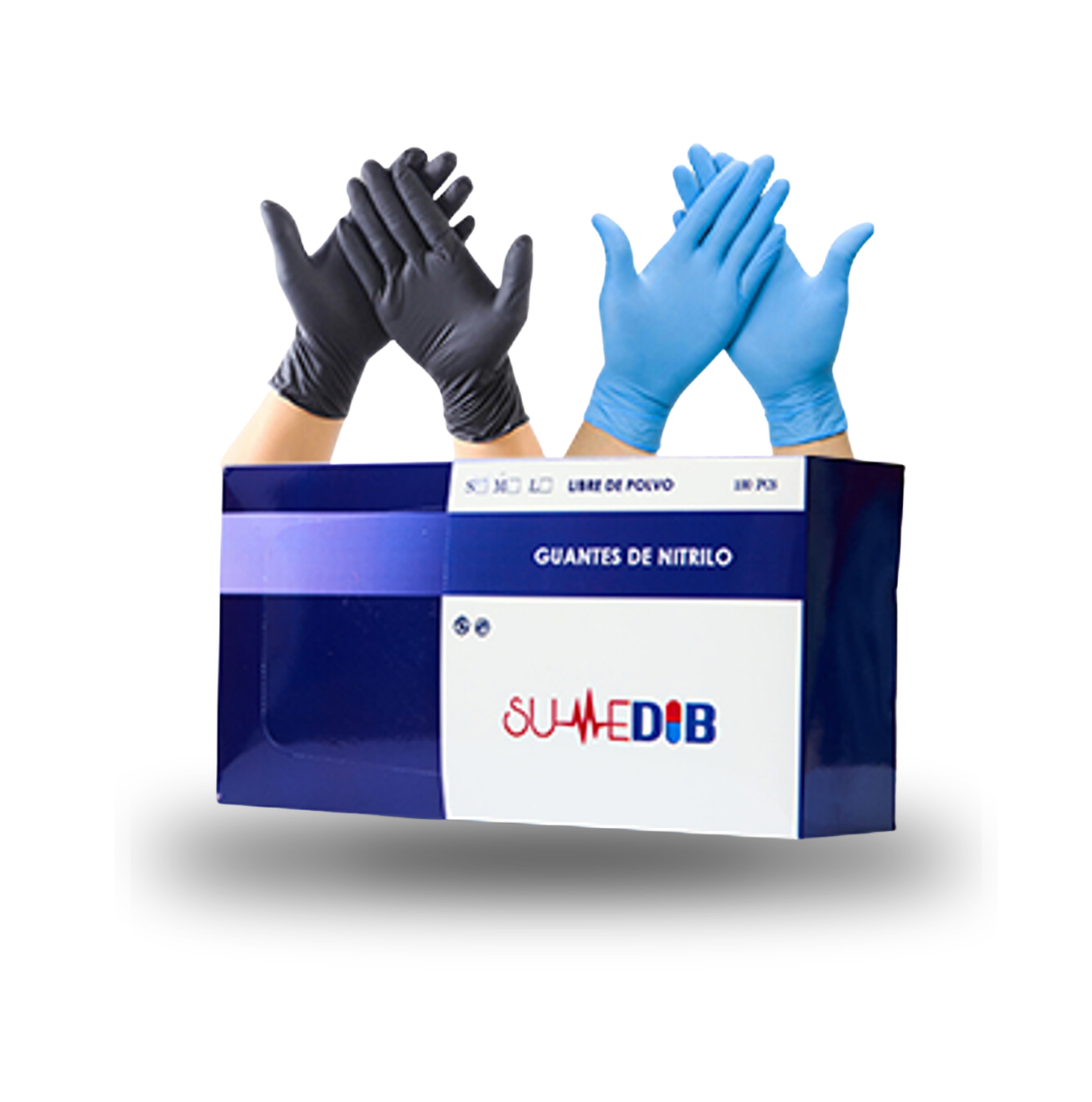 Guantes de Nitrilo Azul y Negro