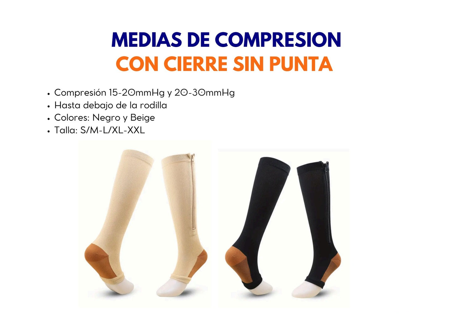 Medias de Compresión con Cierre Sin Punta - ebencare.com