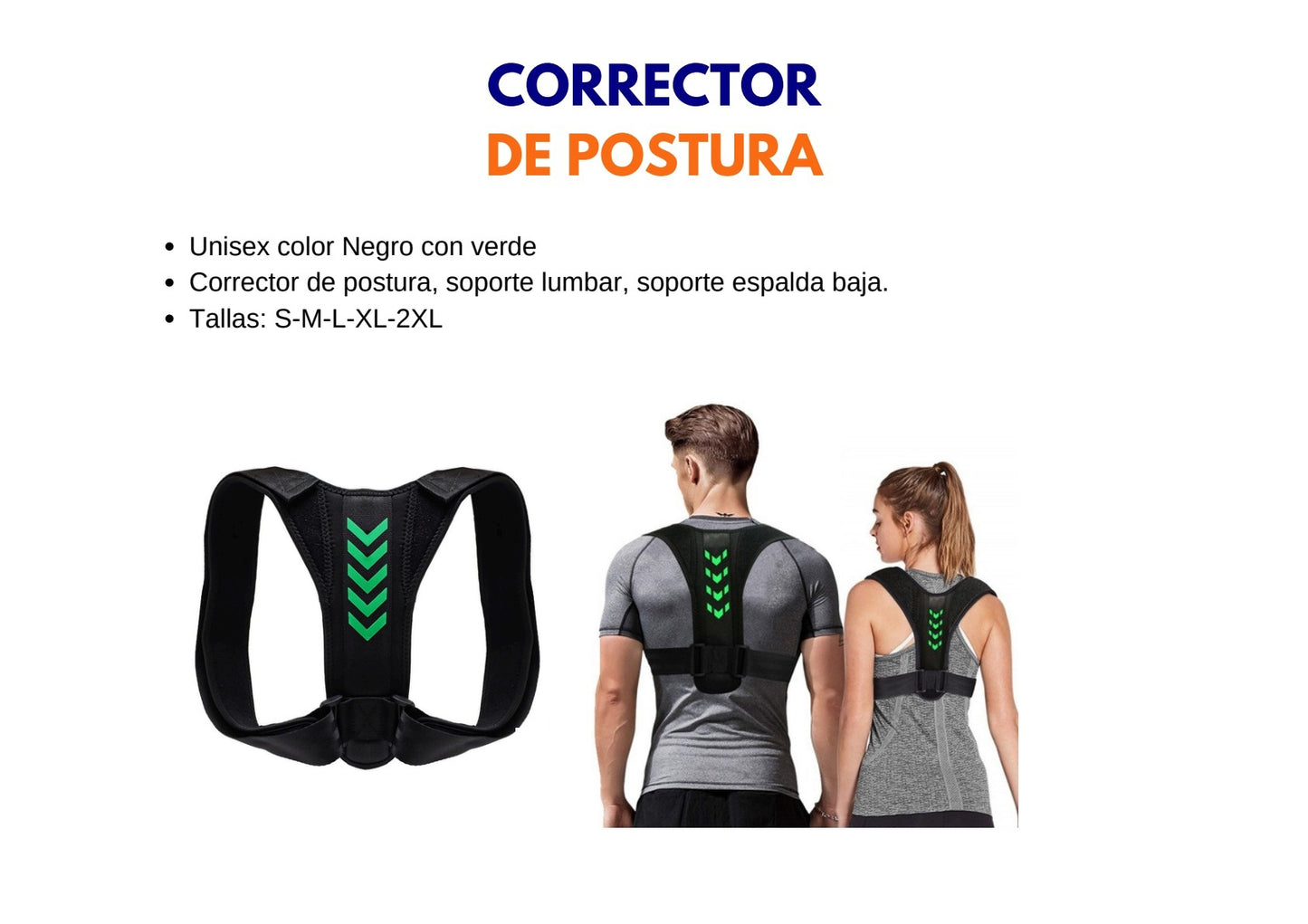 Corrector de Postura Negro y Verde - ebencare.com
