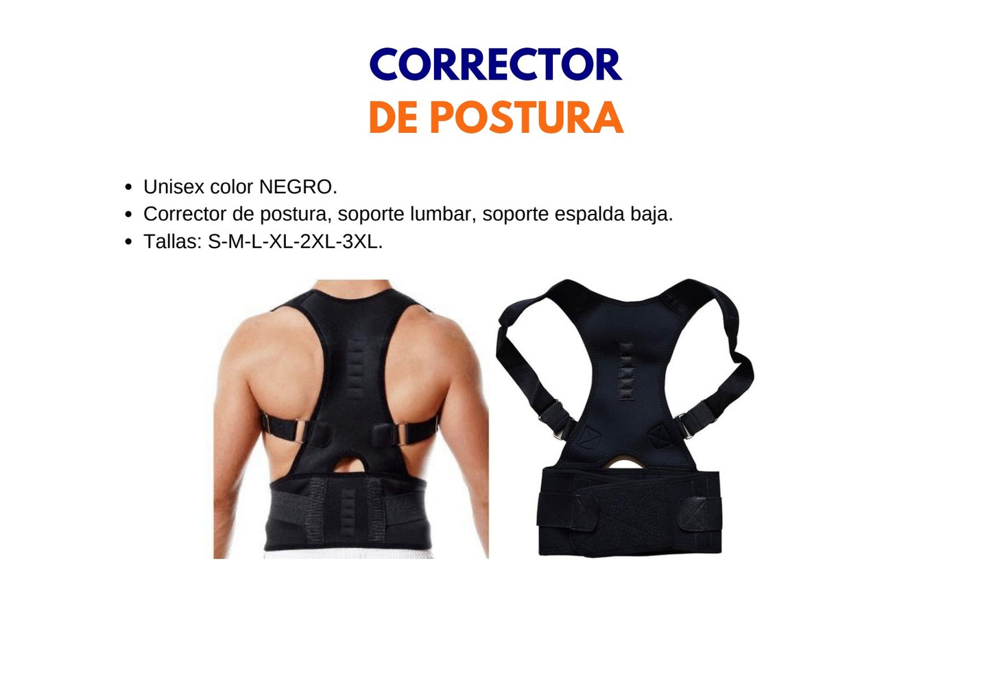 Corrector de Postura Negro con Soporte Lumbar - ebencare.com